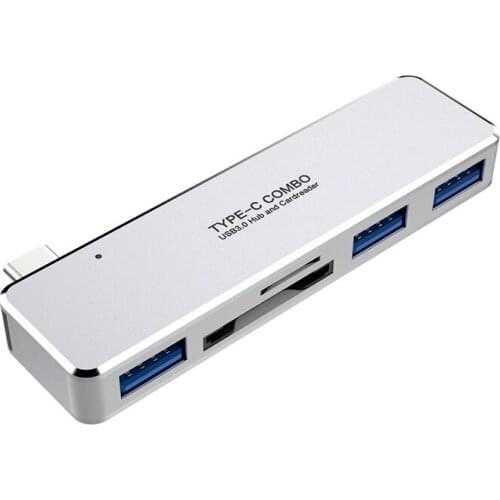 High Speed Multi 3 USB 3.0 USB C Adapter with TF Memory Card Slot for PC Laptop for Most Apple Computers with Type-C Interfaces