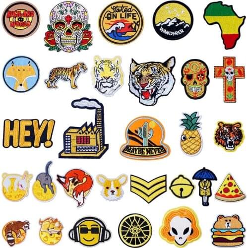 Yellow Khaki Iron On Knitting Textile Woven Sewing Accessories Patch Piece Popular Stripes Applique Stickers Personalised