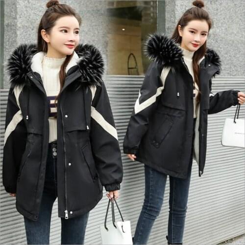 2021 New Casual Wool Liner Parka Coat Waist Winter Green Jacket Women Long Warm Parkas Fur Collar Hooded Outerwear Overcoats
