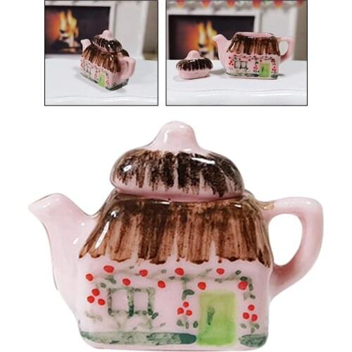 1:12 Mini Porcelain Tea Pot for Doll House Decor Kitchen Dollhouse Accessory Teapot Tea Cup Educational Toys