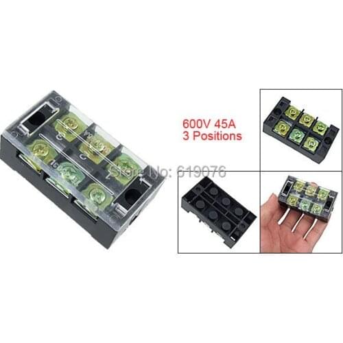 2PCS TB-4503 600V 45A Double Row 3 Position Screw Barrier Terminal Block