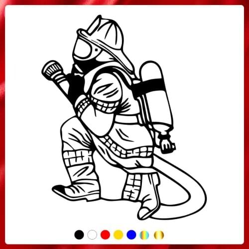 40334# Die-Cut Vinyl Decal Firefighter Car Sticker Waterproof Auto Decors on Car Body Bumper Rear Window