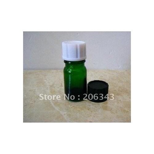 5ml green essential oil bottle with plastic cap for cosmeticl packaging