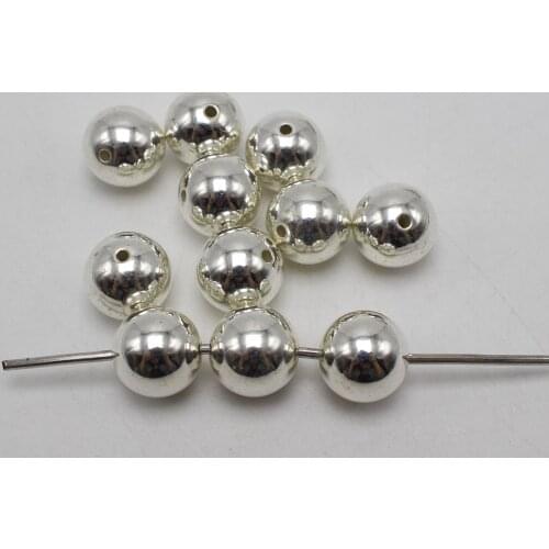 50 Bright Silver Colour Metallic Acrylic Round Spacer Beads 14mm Smooth Ball Beads
