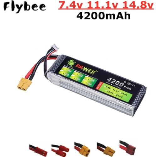 7.4v 11.1v 14.8v 4200mAh Lipo Batery For RC aircraft toys helicopters Airplanes cars Boat 2s 3s 4s Lipo Rechargeable Battery