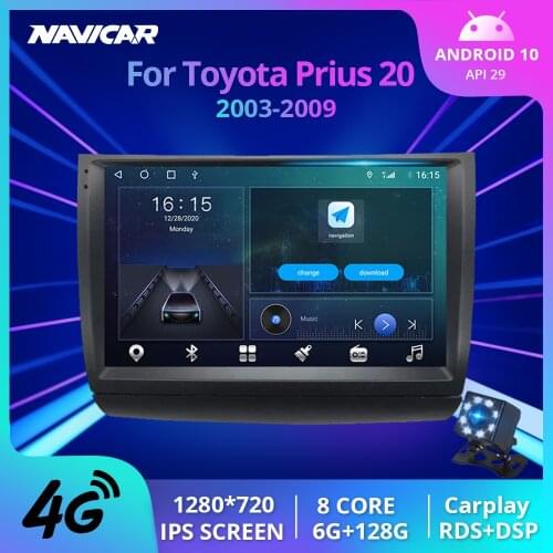 NAVICAR 2Din Android10.0 Car Radio For Toyota Prius 20 2003-2009 GPS Navigation Stereo Receiver Auto Radio Car Multimedia Player