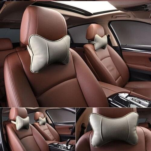 Car Neck Pillows PU Leather Head Support Protector Black/Red Universal Headrest Backrest Cushion Easy Install And Clean