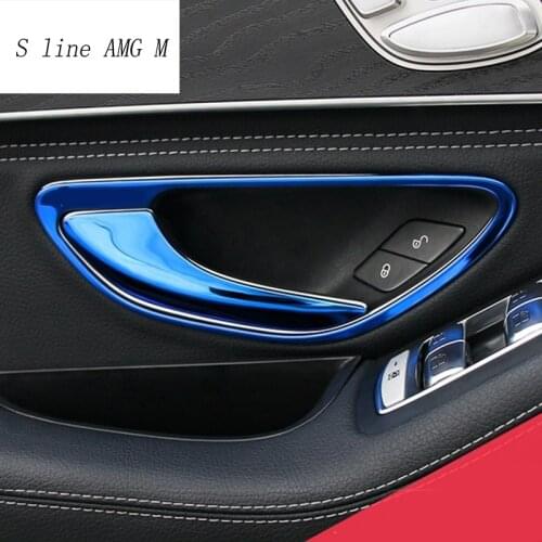 Car Styling Door Handle Covers Trim Door Bowl buttons Stickers For Mercedes Benz C Class W205 GLC X253 Interior Auto Accessories