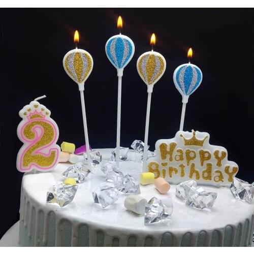 Glitter balloon candle long birthday candle glitter blue silver yellow children creative cake decoration plug-in