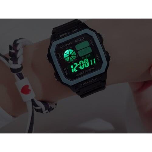 Luminous Outdoor Electronic Watches for Women Men Silicone Strap Waterproof LED Digital Wristwatch Sport Clock Relogio Feminino