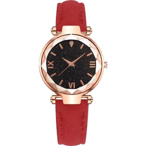 Luxury Starry Sky Leather Watches For Women Stylish Crystal Quartz Womens Wristwatch Black Gold Ladies Watch 2021 New Clock