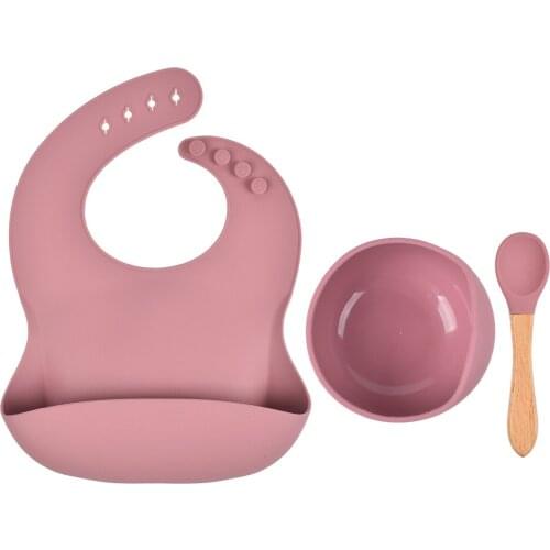 Baby Bibs Feeding Dinnerware Set Silicone Bowl Spoon Tableware Waterproof Suction Bowl Children Tableware Set Dishes Kitchenware