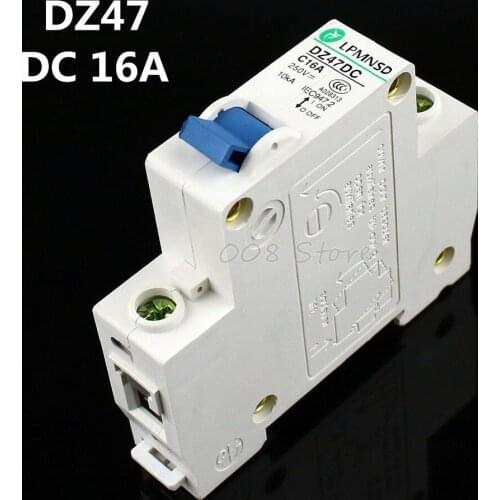 DZ47 DC 1P 16A 250V Solar energy Air breaker DC MCB Electrical swich Antiflame