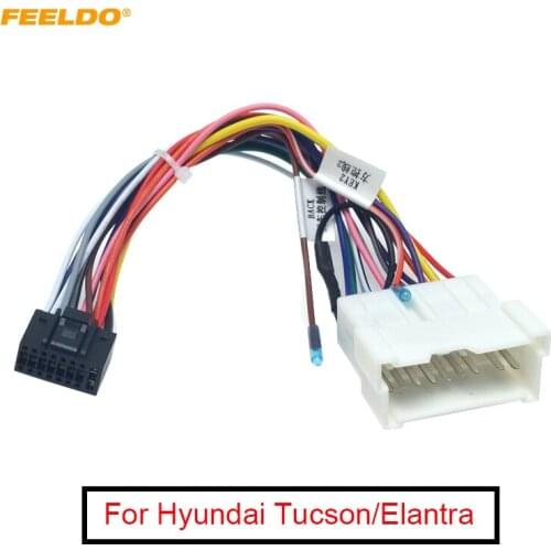 FEELDO Car Stereo Radio 16PIN Adaptor Wiring Harness For Hyundai Tucson Elantra Audio Power Calbe Wire Plug and play