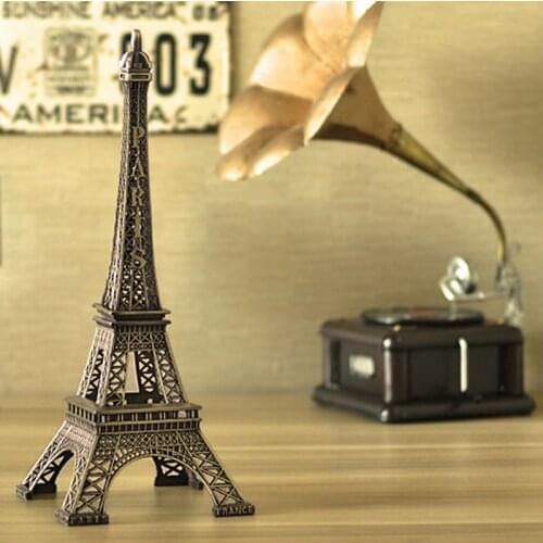 Hot Sale! 1pc 15cm Bronze Tone Paris Eiffel Tower Figurine Statue Antique Home Decoration Vintage Metal Crafts Model 011030015