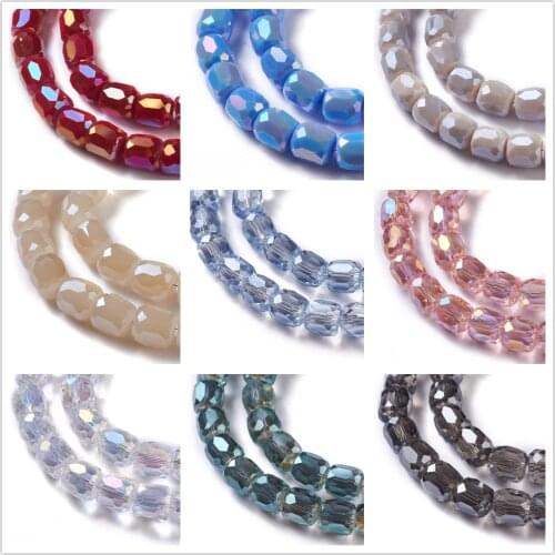 50pcs Electroplate Faceted Glass Barrel Beads 10mm For Bracelet Necklace DIY Jewelry making Decor Accessories Hole:1mm