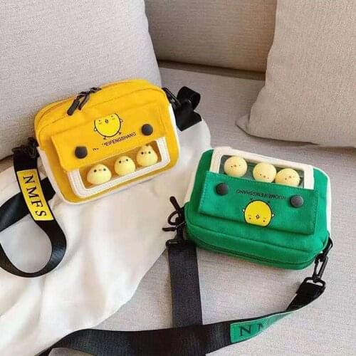 Female Canvas Bag Cartoon Chicken Messenger Bags For Women Student Cute Girl Shoulder Bag Ladies Crossbody Shopping Handbag