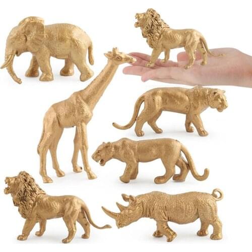 Simulation Animal Model Figure Girls Boys Toys Golden Tiger Lion Leopard Giraffe Ornaments Kids Toy Learning Education Gift