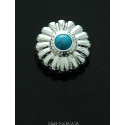 KB308) 10pc 5/8'' Jumbo Concho Leathercraft Concho Sterling-Silver w/ Blue Stone High-Quality Japan-Model