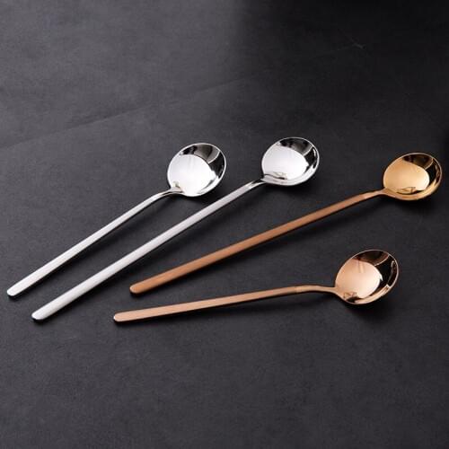 1pc 304 Stainless Steel Long Handle Spoon Coffee Honey Mixing Spoon Household Tableware Spoon