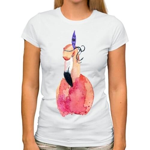 Cute watercolor Flamingo artistic tshirt women jollypeach brand new white casual short sleeve femme kawaii t shirt