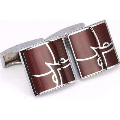 Fashionable Stainless Steel Cufflinks Wholesale Gentlemens Perfect Wedding Suit Cufflinks Delicate Square Red Fox Cufflinks