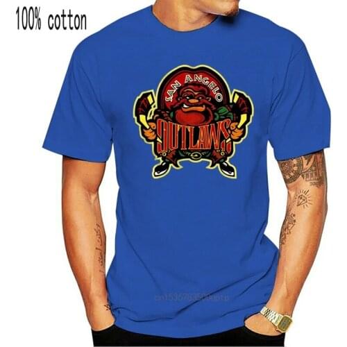 New San Angelo Outlaws Ice Hockey Team T-Shirt Mens S To 3XL Color Black Vintage O Neck TEE Shirt