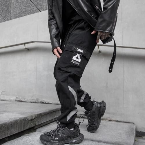 NEW Side Pockets Darkly Style Printed Hip Hop Mens Cargo Ripped Sweatpants Joggers Trousers Fashion Full Length Pencil Pants