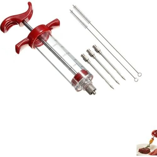 Food Grade PP Stainless Steel Needles Syringe Set BBQ Meat Flavor Injector With 1/3 Needles
