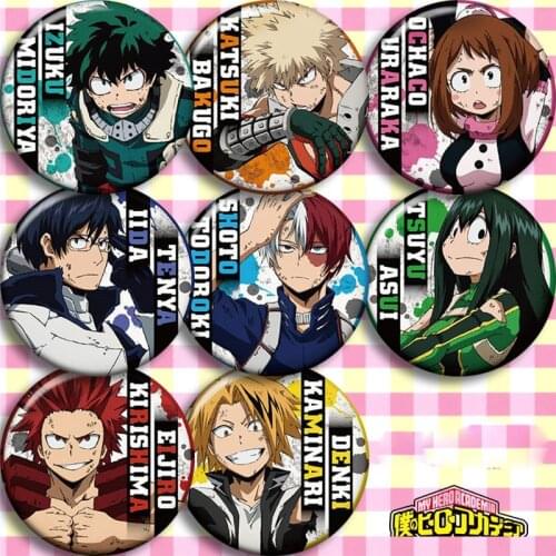 8pcs Sets Anime Cartoon Badge Pin Button Brooch Bags My Boku No Hero Academia Garniture Christmas Gift Halloween Cosplay Badge