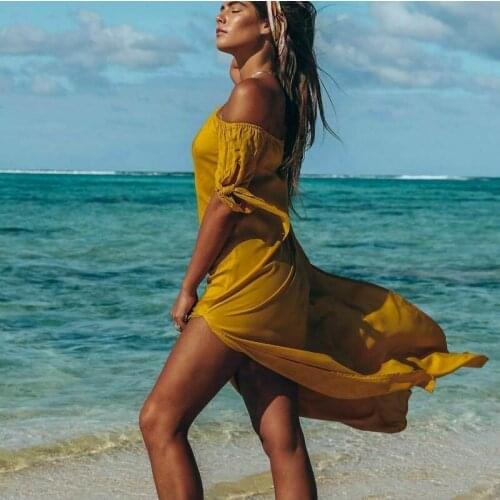2021 New Hot Summer Women Sexy Swimsuit Lace Off Shoulder Bikini Cover Up Swimwear Beach Dress Pareo Beach Tunic Cover ups Capes