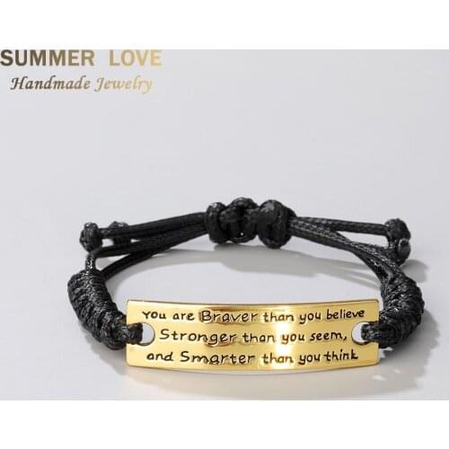 New Arrival Handmade Knot String Rope Bracelets Carve Letter Stainless Steel Charms for Women Friends Fashion Gift Jewelry 2020