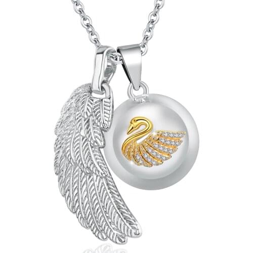 Eudora Angel Caller Cross Harmony bola ball Pendant Necklace Pregnancy Jewelry white Copper 20 mm Chime Bola with Angel Wing