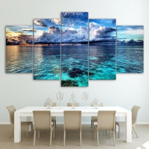 Seascape Canvas Painting Sky Beautiful Clouds Blue Sea Water Wall Pictures for Living Room Decoration Wall Art Posters and Print