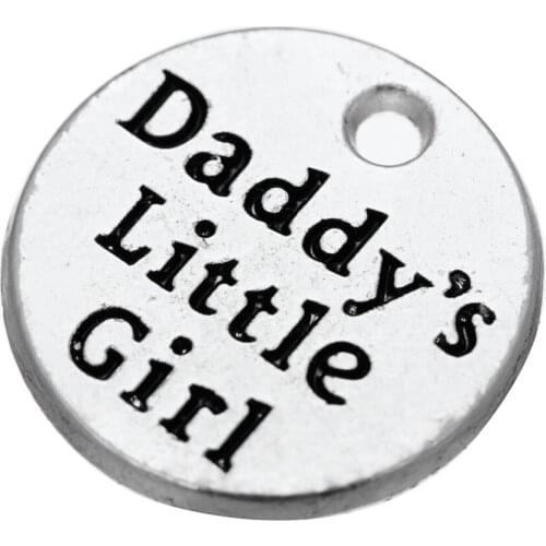 Antique Silver Plated Round Shape Engraved Daddys Little Girl Letter Charms