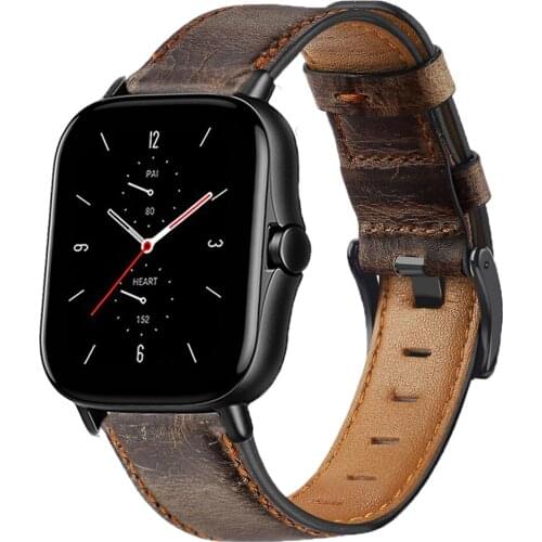 22mm watch band for xiaomi Amazfit Pace/Stratos 2 2S /gtr 47mm Genuine Leather watchband smart correa amazfit Stratos 3 straps