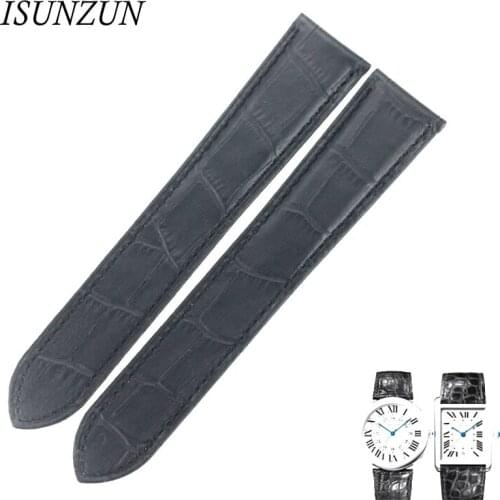 ISUNZUN Watch Band For Cartier Tank Solo W6700255 Genuine Leather Watch Strap For Men And Women Strap 16 17 20 23 mm Spring Bar