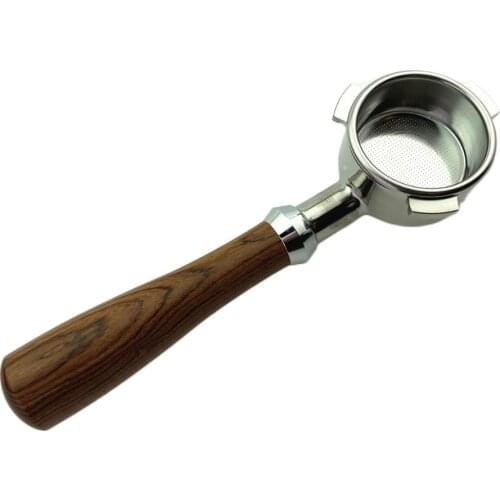 Coffee Machine Handle Standard Stainless Steel Single Cup Handle 58mm Coffee Machine Bottomless Wooden Handle