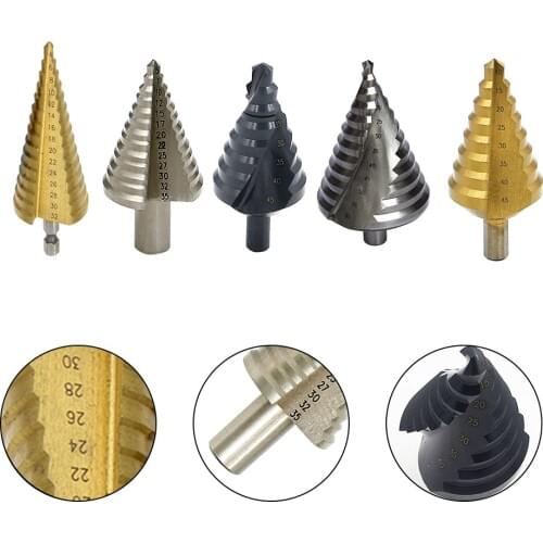HSS Titanium Coated Step Drill Bit Drilling Power Tools fo4-32mm HSS Titanium Hex Shank Step Cone Drill Bit Hole Saw Cutter Tool