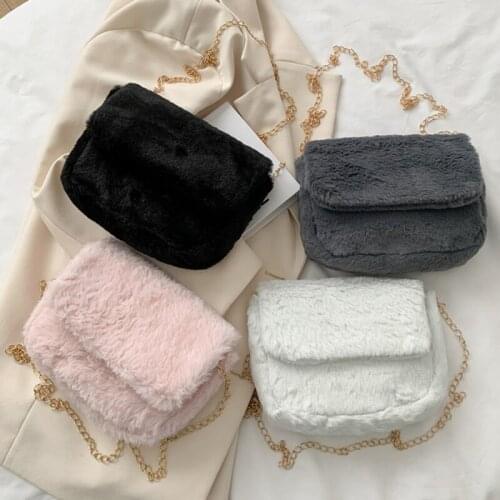 Faux Fur Crossbody Bags For Ladies Autumn Winter Plush Purses And Handbags Female Phone Shoulder Bag Girls Wallet