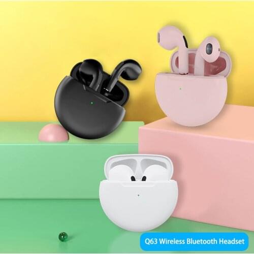 Q63 TWS Cute Round Wireless Bluetooth 5.0 Headset Super Bass Earphone Sports Waterproof in-ear Earbuds For Android IOS Windows
