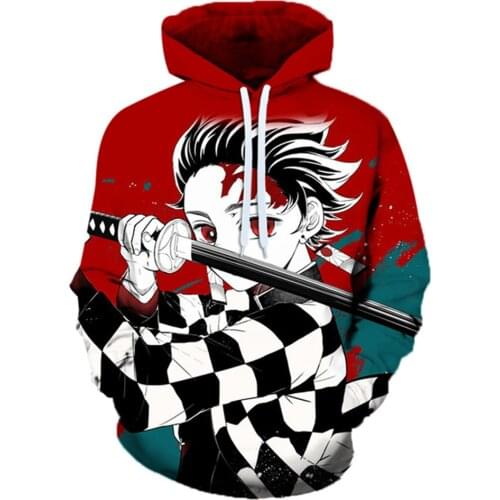 Japan Anime kids Jacket Demon Slayer -Kimetsu No Yaiba Kamado Tanjirou Cosplay Mens Hoodie Fashion Harajuku Sweatshirt