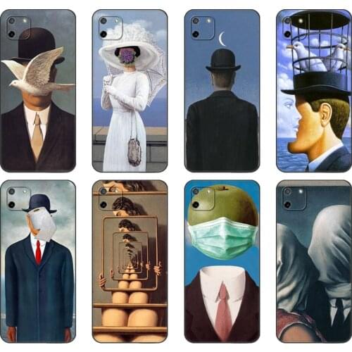 Black tpu Case For OPPO Realme C11 C20 C21 Case Back Cover Bumper Rene Magritte