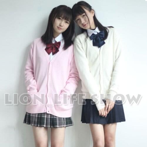 JK Student Women Long Sleeve V-neck Cosplay Cardigan Sweaters Knitwear Coat