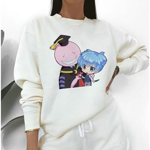 Harajuku Sweatshirt Streetwear Women Koro Sensei Anime Fashion Aesthetic Adventure Time Pullover 90s Y2k Long Sleeve Comfort