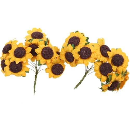 100 pcs Chic Mini Artificial Paper Sunflower Home Party Decorations Props Wedding Card Decor Craft DIY Simulation Flower