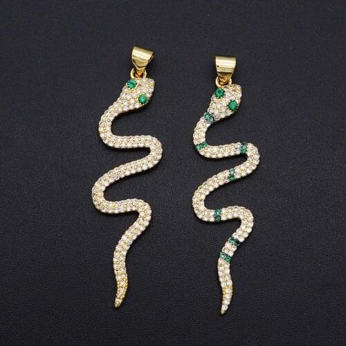 51x13mm 100% CZ Zircon DIY Jewelry Snake Charm Pendant Wholesale Jewellwery Finding Supplies Fashion Jewellery Pendants
