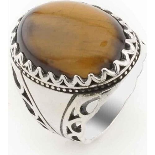 925 sterling Silver Tiger Eye Stone Men 'S Ring Model 3