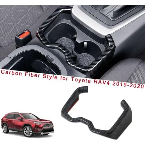 ABS Car Water Cup Holder Frame Cover Trim Carbon Fiber For Toyota RAV4 2019 2020 Car Interior Accessories