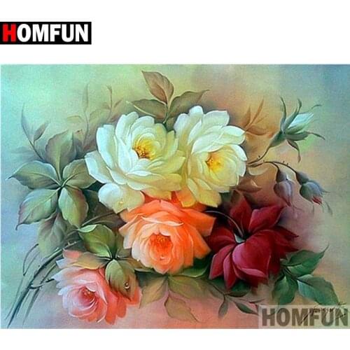 HOMFUN Full Square/Round Drill 5D DIY Diamond Painting "Flower landscape" 3D Embroidery Cross Stitch 5D Home Decor Gift A17437